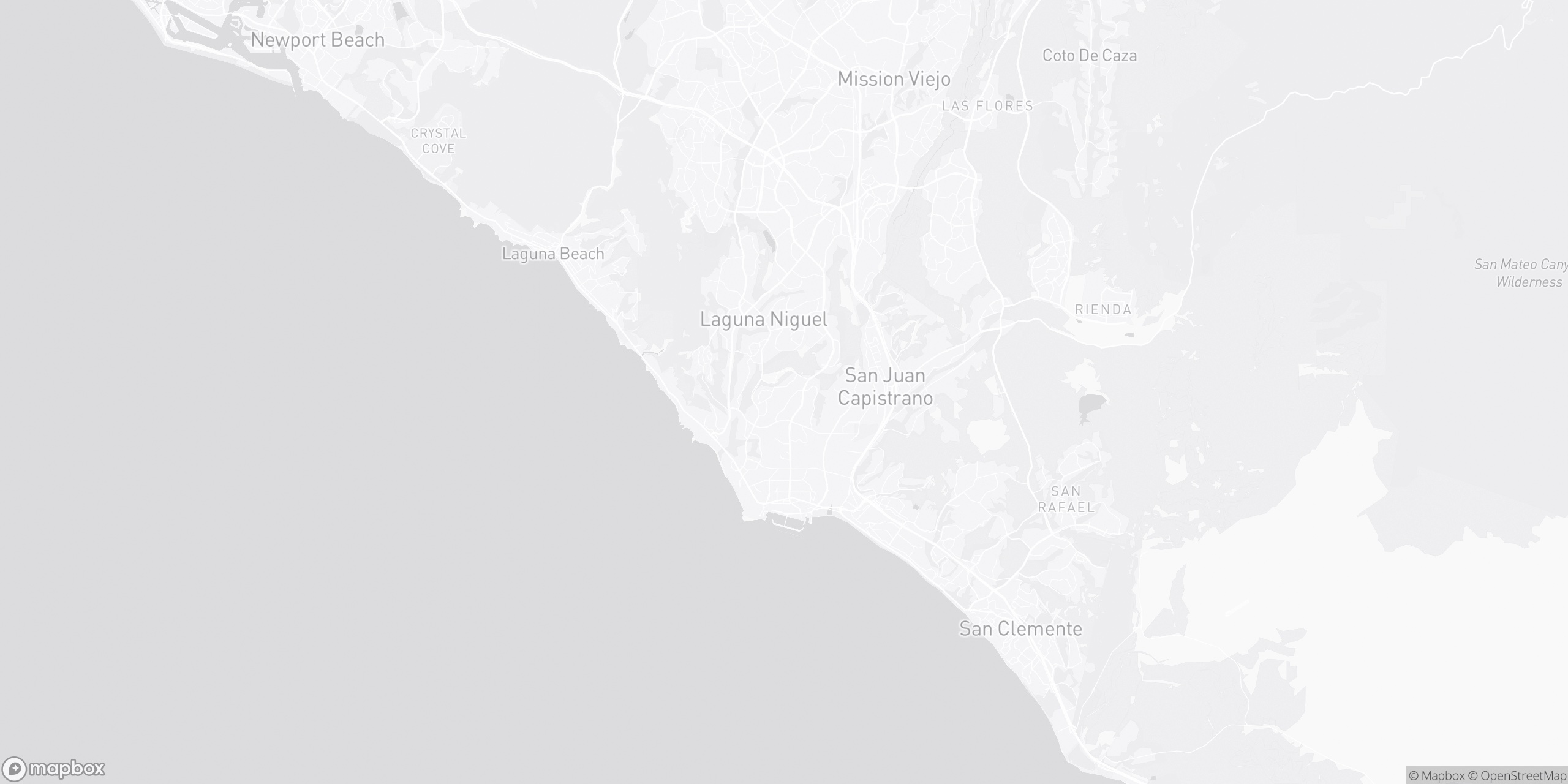 Map of Southern California around Laguna Niguel